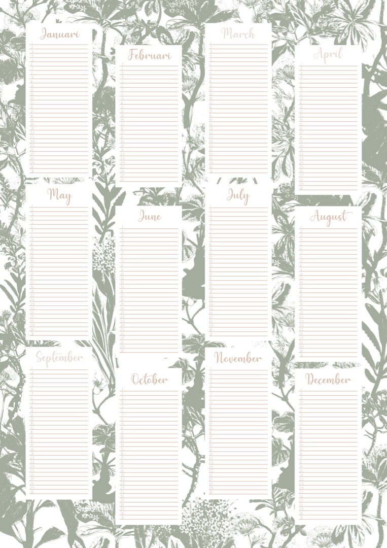 Tenen bord Zin A2 botanische kalender - Kalenders - Studio Lof